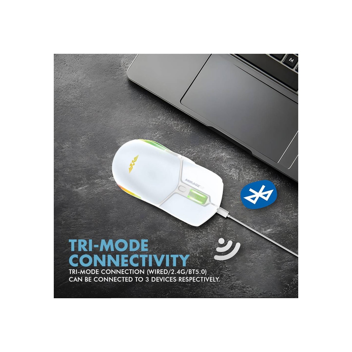 Armaggeddon Mirage VI Wired+2.4G+BT Recharge 10000CPI Gaming Mouse White (Boxed) — Buy in Cyprus with Fast Delivery