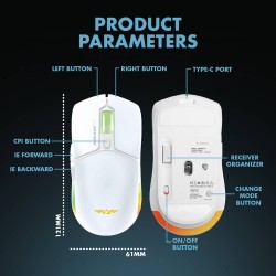 Buy Armaggeddon Gaming Mouse - MIRAGE-VI - Wired+2.4G+BT Recharge 600mAh White in Cyprus, Nicosia, Limassol, Larnaka, Pafos
