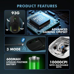 Buy Armaggeddon Gaming Mouse - MIRAGE-VI - Wired+2.4G+BT Recharge 600mAh White in Cyprus, Nicosia, Limassol, Larnaka, Pafos