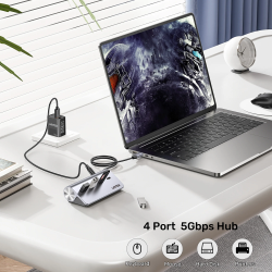 Unitek uHUB Q4 4-in-1 USB-C Hub 5Gbps - 2xUSB-A 2xUSB-C Ports — Armenius Store Cyprus