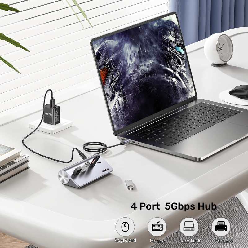Buy Unitek USB-C Hub - H1337A - 2xUSB-A 2xUSB-C 5Gbps & USB-C Power Port in Cyprus, Nicosia, Limassol, Larnaka, Pafos