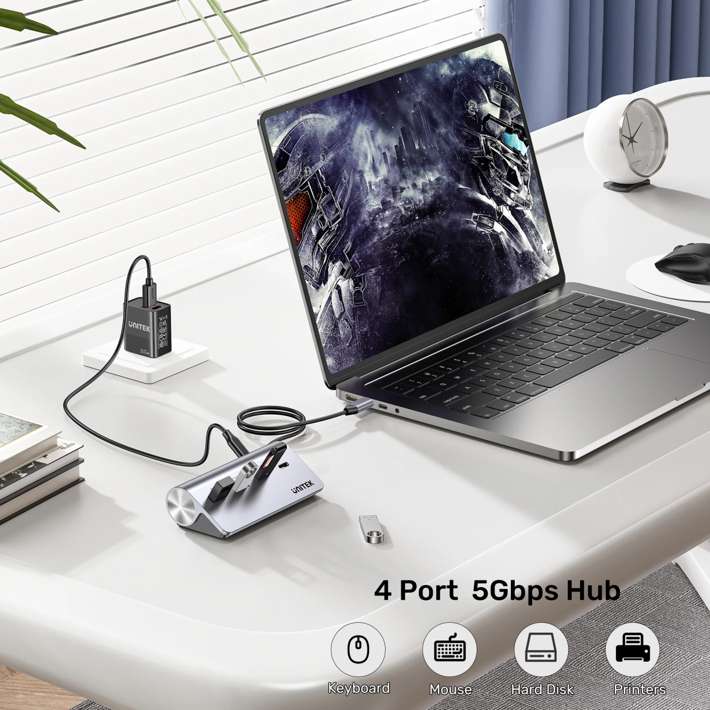 Unitek USB-C Hub - H1337A - 2xUSB-A 2xUSB-C 5Gbps & USB-C Power Port — Buy in Cyprus with Fast Delivery