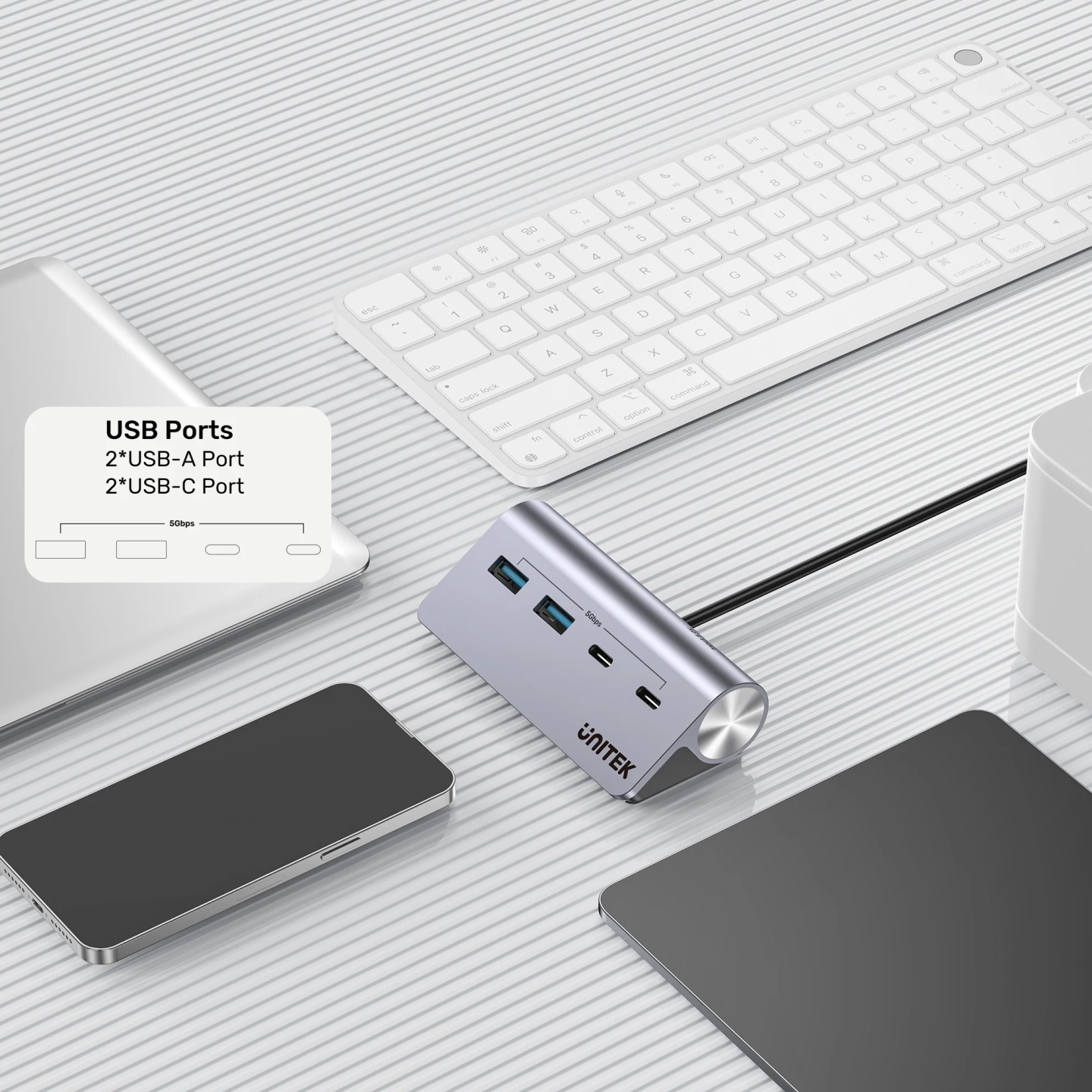 Unitek uHUB Q4 4-in-1 USB-C Hub 5Gbps - 2xUSB-A 2xUSB-C Ports — Armenius Store Cyprus