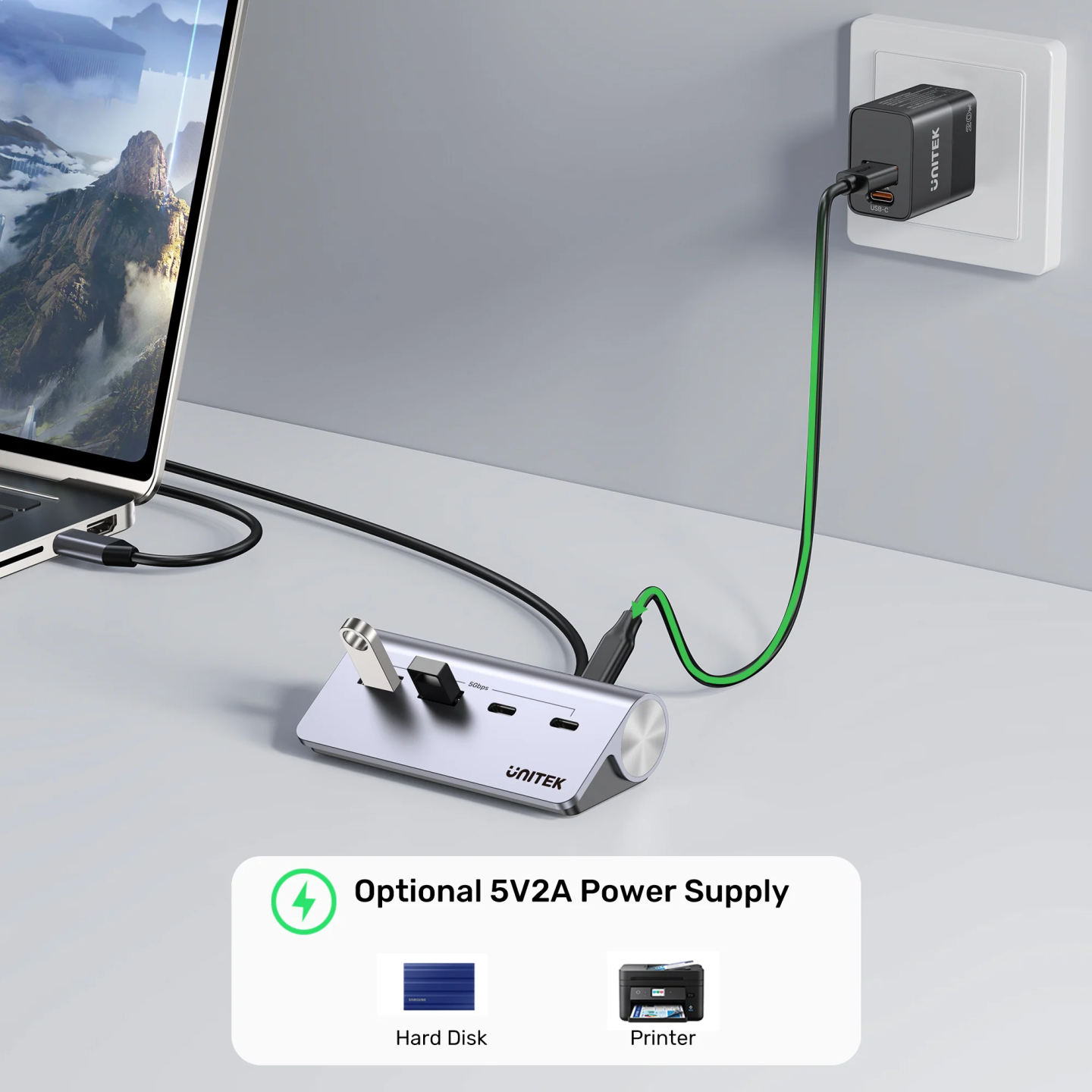 Unitek USB-C Hub - H1337A - 2xUSB-A 2xUSB-C 5Gbps & USB-C Power Port — Buy in Cyprus with Fast Delivery