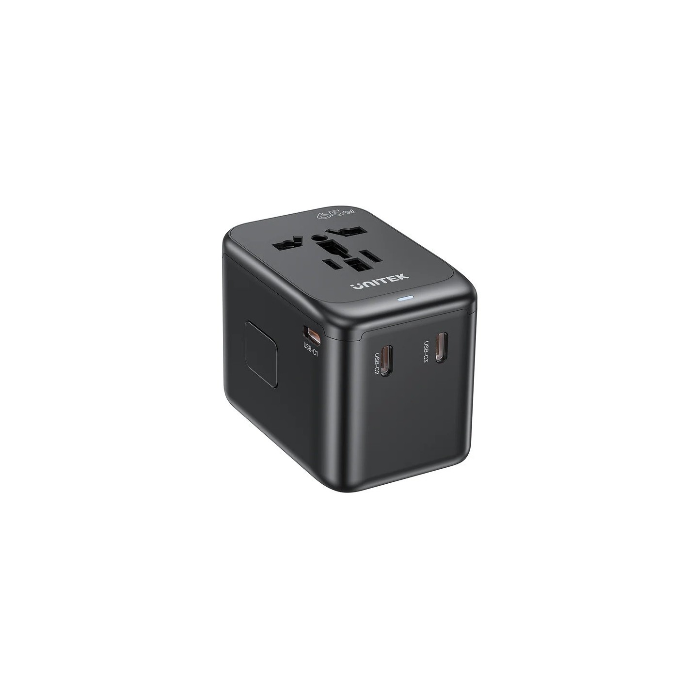 Unitek Charge Wall 65W Travel Adapter 3xUSBC+USBA Black - P1122A - 65W, Travel, 3xUSBC+USBA, Black