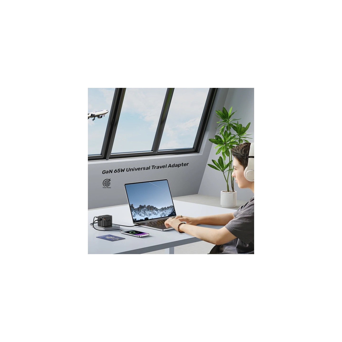 Unitek Charge Wall 65W Travel Adapter 3xUSBC+USBA Black - P1122A - 65W, Travel, 3xUSBC+USBA, Black