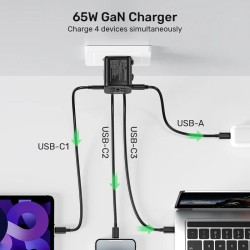 Buy Unitek Charge Wall 65W Travel Adapter 3xUSBC+USBA Black - P1122A - 65W, Trav... in Cyprus, Nicosia, Limassol, Larnaka, Pafos
