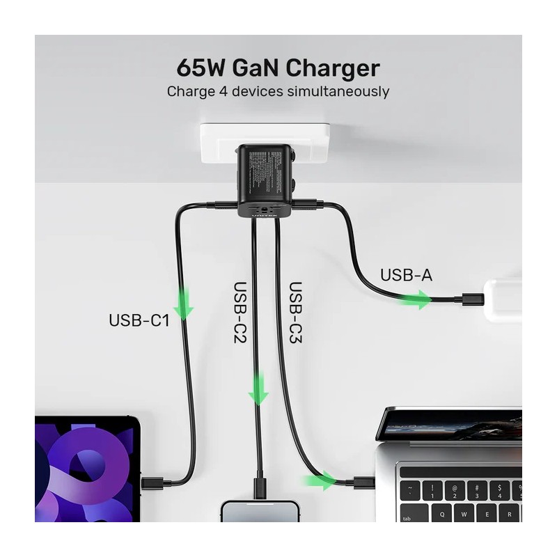 Buy Unitek Charge Wall 65W Travel Adapter 3xUSBC+USBA Black - P1122A - 65W, Trav... in Cyprus, Nicosia, Limassol, Larnaka, Pafos