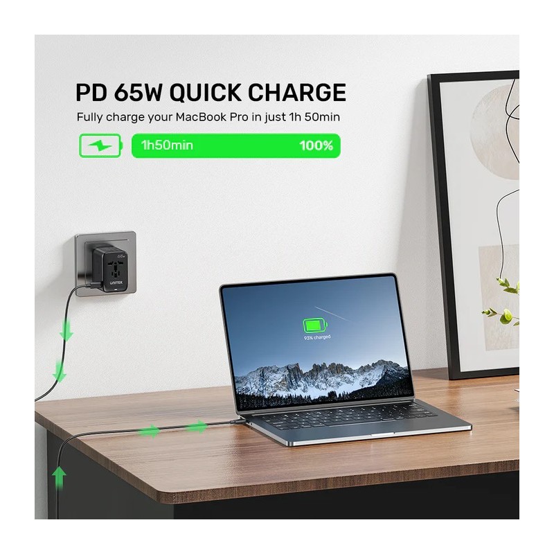 Buy Unitek Charge Wall 65W Travel Adapter 3xUSBC+USBA Black - P1122A - 65W, Trav... in Cyprus, Nicosia, Limassol, Larnaka, Pafos