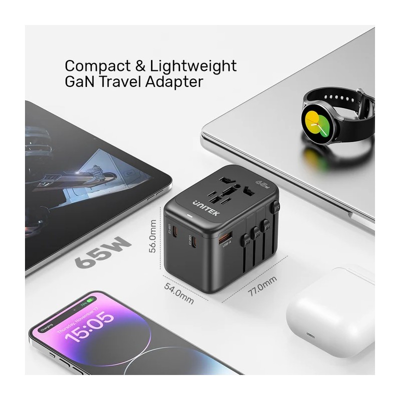 Buy Unitek Charge Wall 65W Travel Adapter 3xUSBC+USBA Black - P1122A - 65W, Trav... in Cyprus, Nicosia, Limassol, Larnaka, Pafos