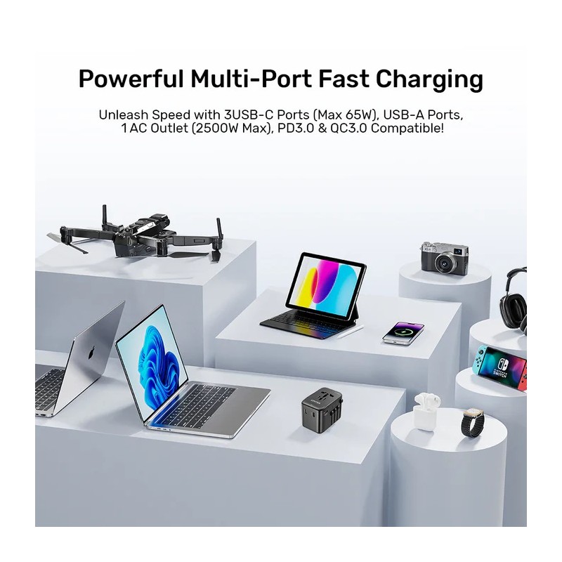 Buy Unitek Charge Wall 65W Travel Adapter 3xUSBC+USBA Black - P1122A - 65W, Trav... in Cyprus, Nicosia, Limassol, Larnaka, Pafos