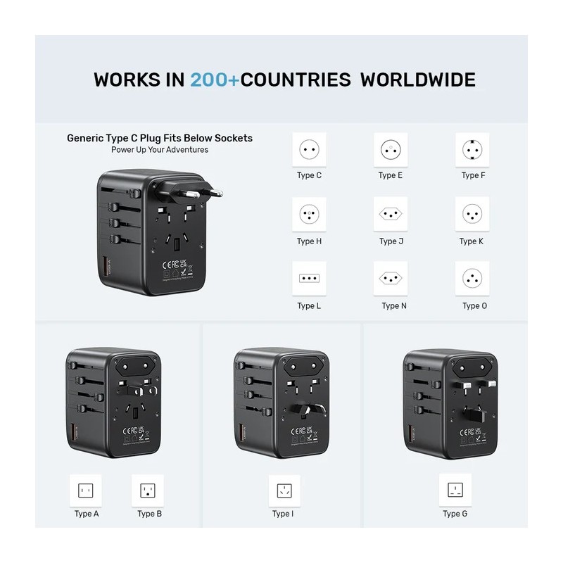 Buy Unitek Charge Wall 65W Travel Adapter 3xUSBC+USBA Black - P1122A - 65W, Trav... in Cyprus, Nicosia, Limassol, Larnaka, Pafos