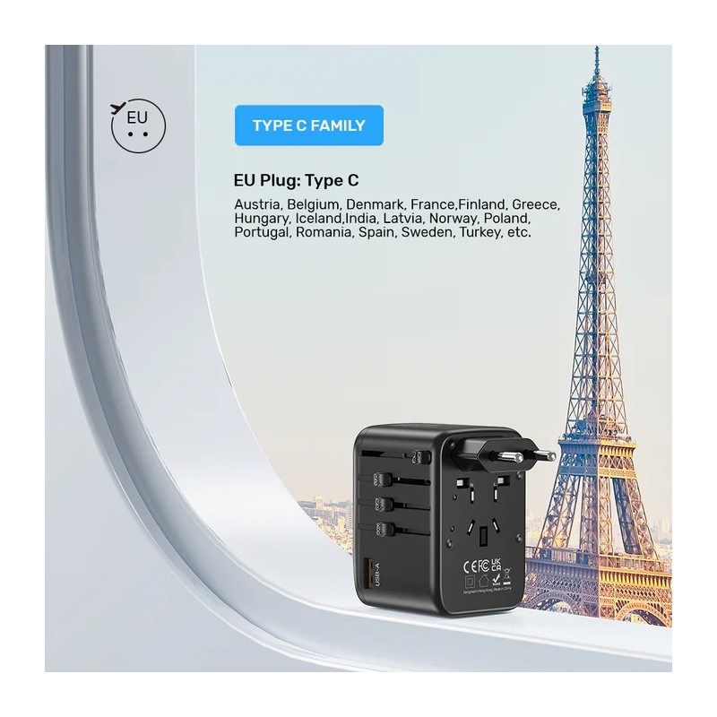 Buy Unitek Charge Wall 65W Travel Adapter 3xUSBC+USBA Black - P1122A - 65W, Trav... in Cyprus, Nicosia, Limassol, Larnaka, Pafos