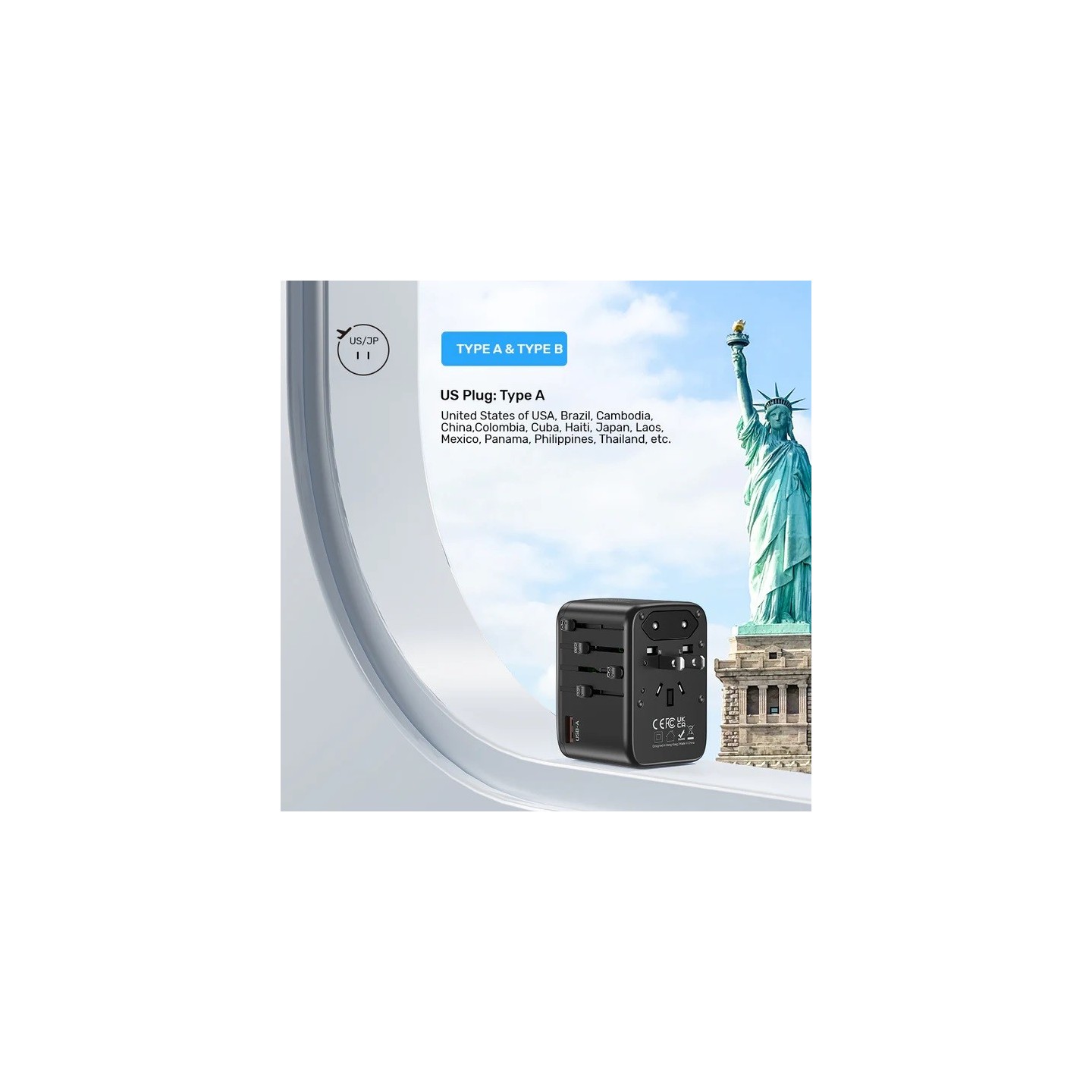 Unitek Charge Wall 65W Travel Adapter 3xUSBC+USBA Black - P1122A - 65W, Travel, 3xUSBC+USBA, Black