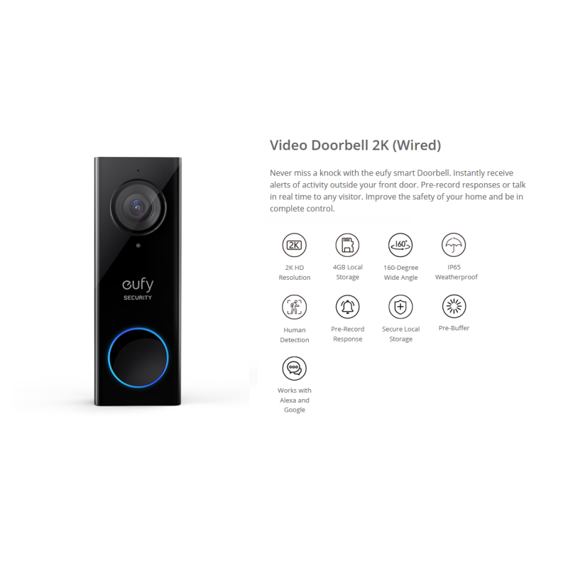 Buy Anker Eufy Video Doorbell 2K With Home Base - 2K With Home Base in Cyprus, Nicosia, Limassol, Larnaka, Pafos