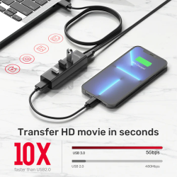 Buy Unitek - Y-3089 - 4x USB-A 3.0 Ports & 1x USB-C Power Port with 1.2m Cable in Cyprus, Nicosia, Limassol, Larnaka, Pafos