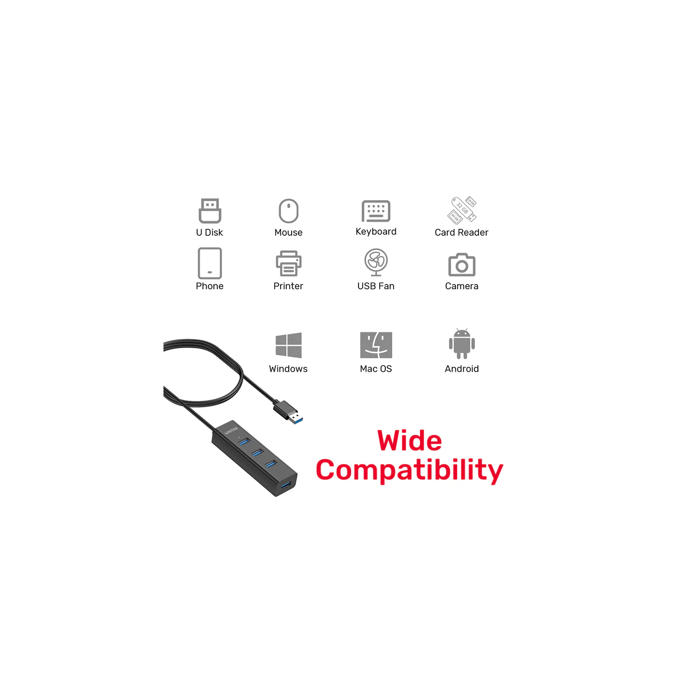 Unitek Y-3089 – 4-Port USB 3.0 Hub | Armenius Store
