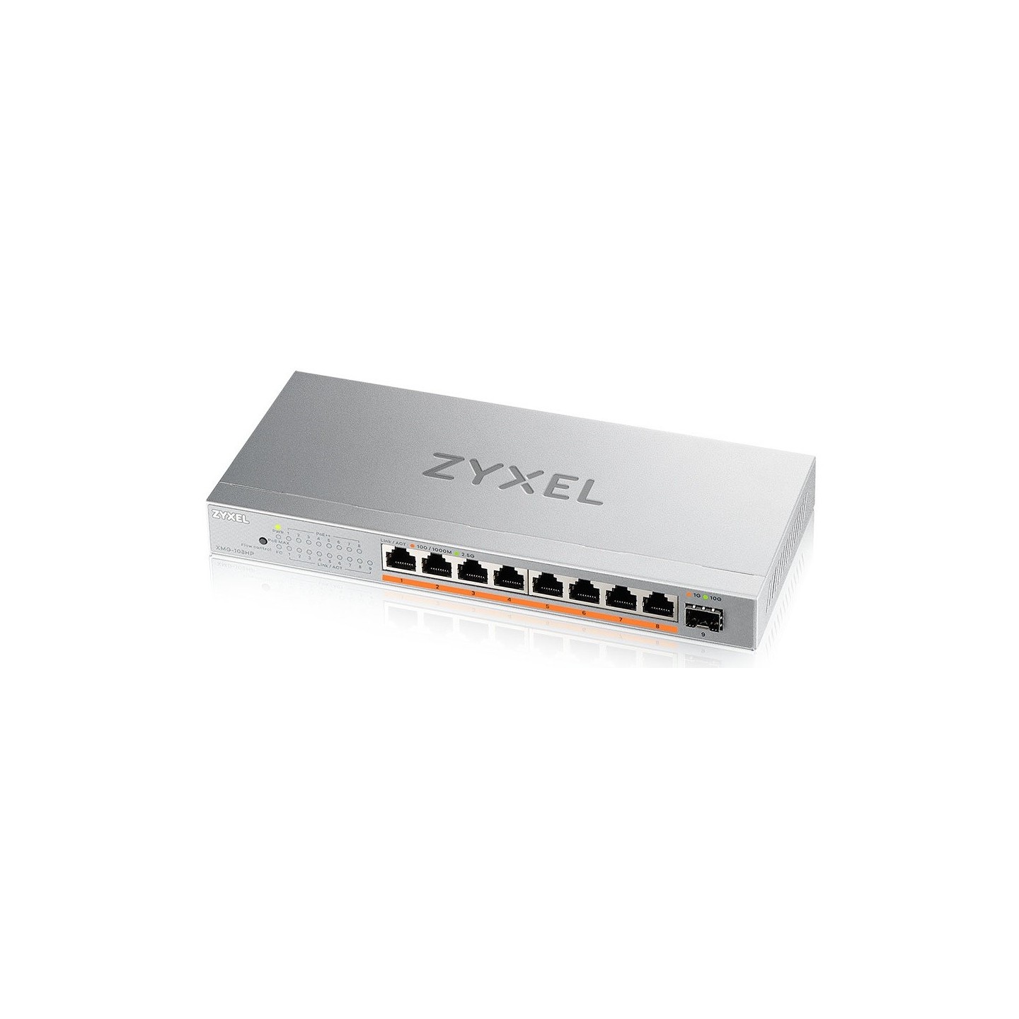 Zyxel Switch PoE Multi-Gig 2.5G 8PoE + 10G SFP+ 100W - XMG-108HP - 2.5G, 8PoE, 10G SFP+, 100W