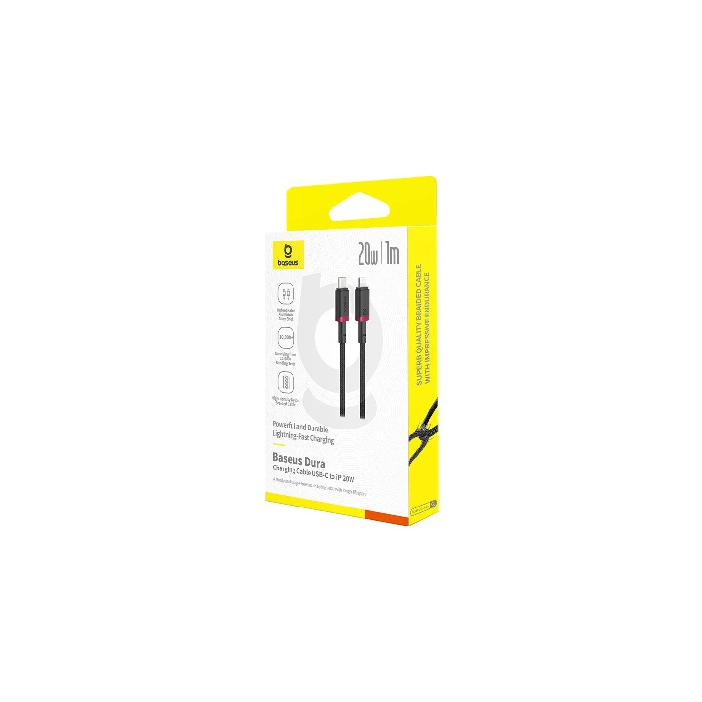 Baseus Cable - Lightning to USB-A, Dura Series, Braided, 1.0m, Black-Red — Buy in Cyprus with Fast Delivery