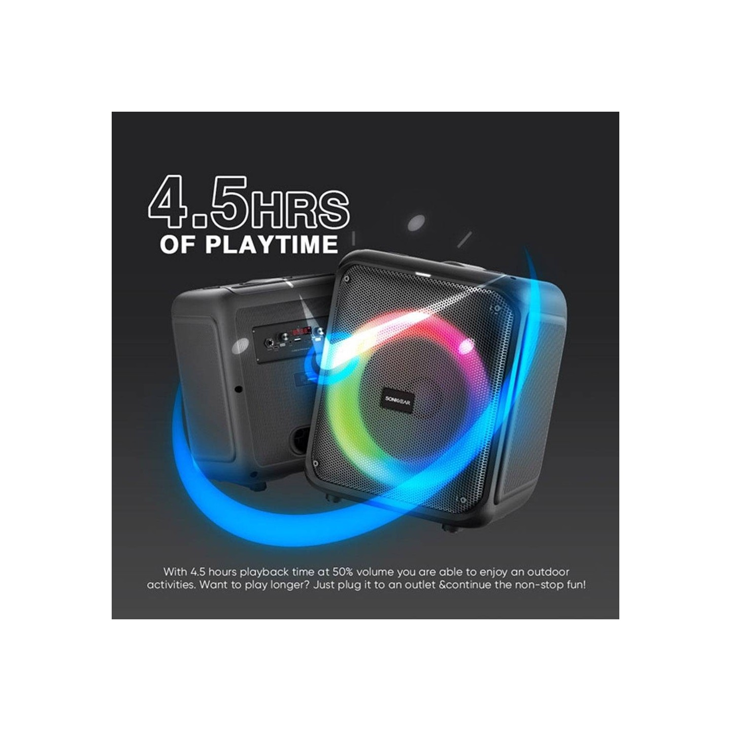 SonicGear Portable Karaoke Speaker - AudioXPro600HD - 90W BT USB FM with 1 Wireless Microphone