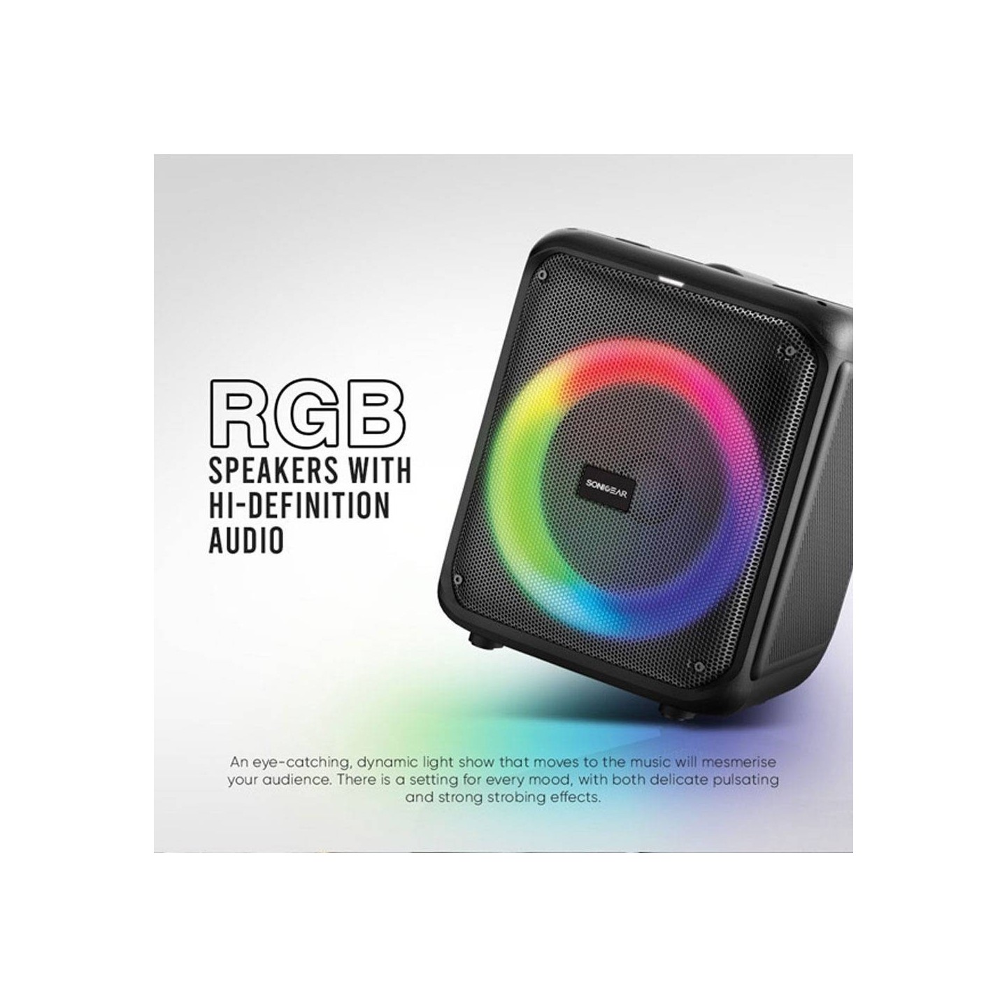 SonicGear Portable Karaoke Speaker - AudioXPro600HD - 90W BT USB FM with 1 Wireless Microphone