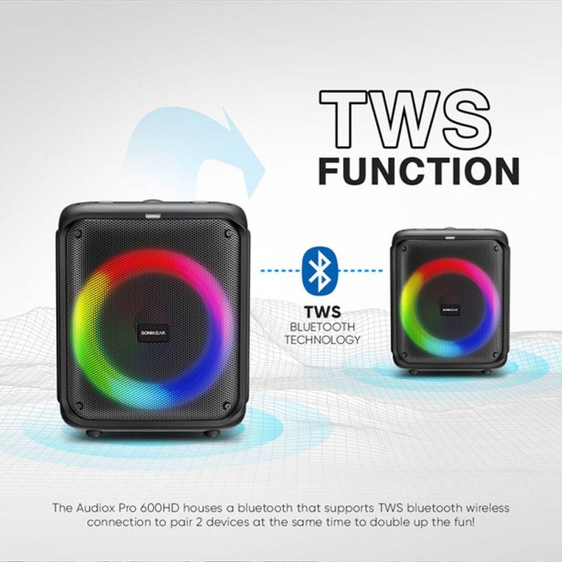 Buy SonicGear Portable Karaoke Speaker - AudioXPro600HD - 90W BT USB FM with 1 W... in Cyprus, Nicosia, Limassol, Larnaka, Pafos