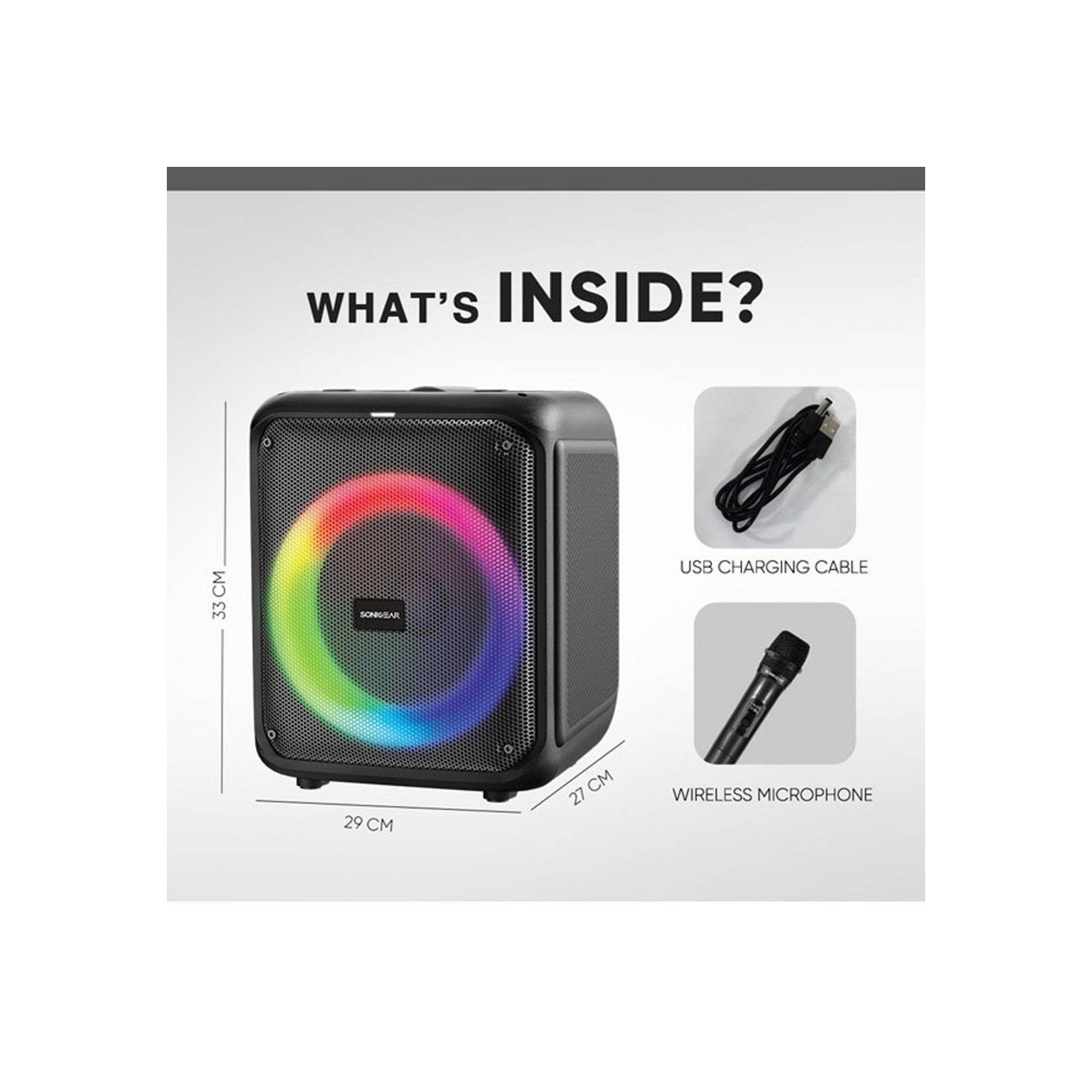 SonicGear Portable Karaoke Speaker - AudioXPro600HD - 90W BT USB FM with 1 Wireless Microphone