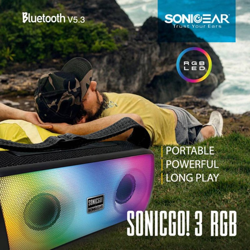Buy SonicGear - SONICGO!3 - RGB Portable Bluetooth Speaker with FM Radio & USB in Cyprus, Nicosia, Limassol, Larnaka, Pafos