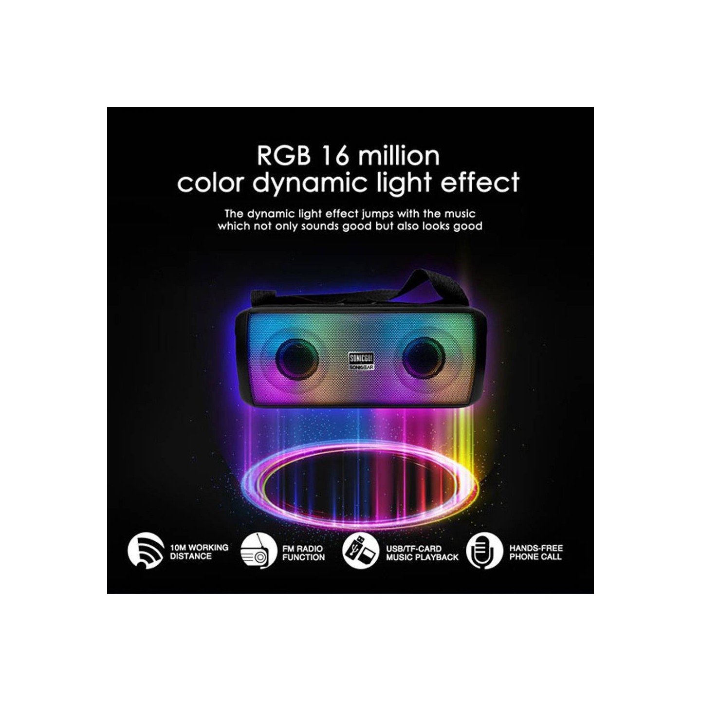 SonicGear - SONICGO!3 - RGB Portable Bluetooth Speaker with FM Radio & USB — Buy in Cyprus with Fast Delivery