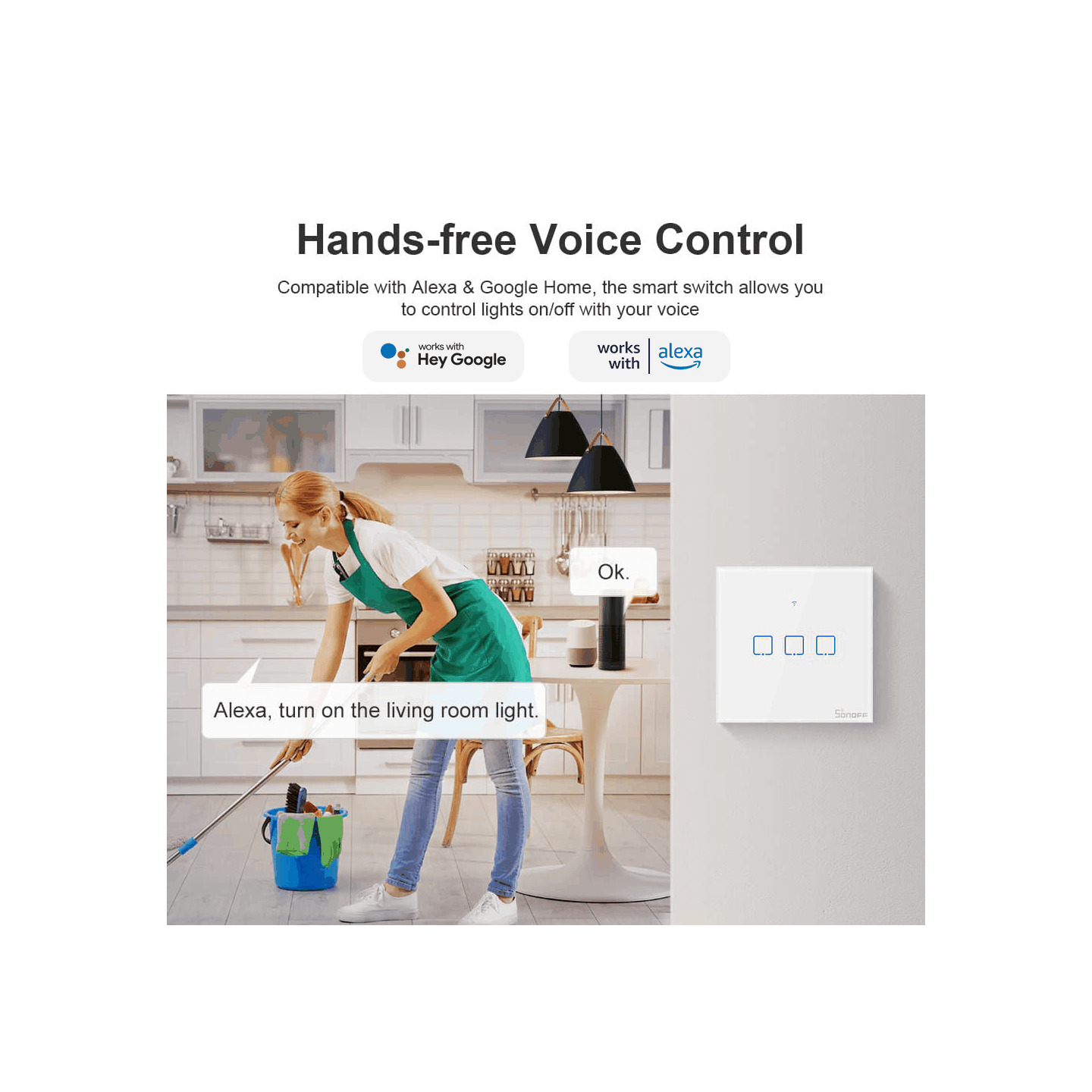 Sonoff WiFi Smart Wall Touch Switch 1-Button White - T2EU1C-TX - 1-Button White — Buy in Cyprus with Fast Delivery