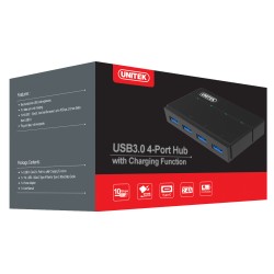 Unitek Y-HB03001 USB 3.0 4-Port Powered Hub w/ Adapter & Charging — Armenius Store Cyprus