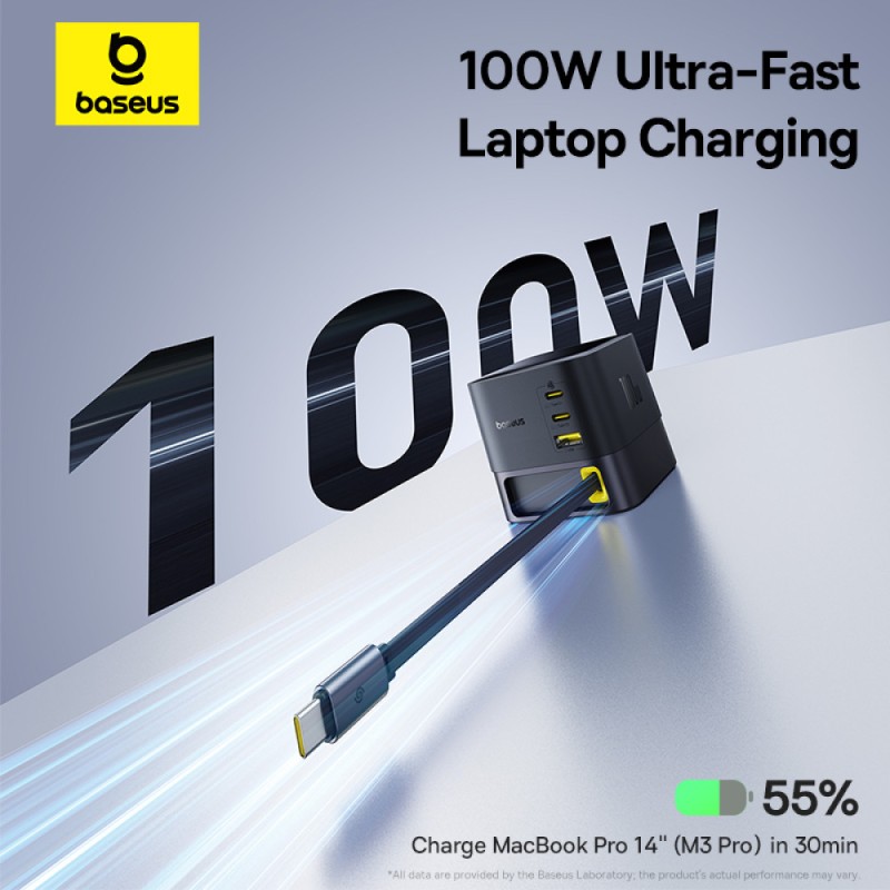 Buy Baseus Charger Desktop - 100W 3C+U SUPER GAN Retractable Cable 100W EU in Cyprus, Nicosia, Limassol, Larnaka, Pafos