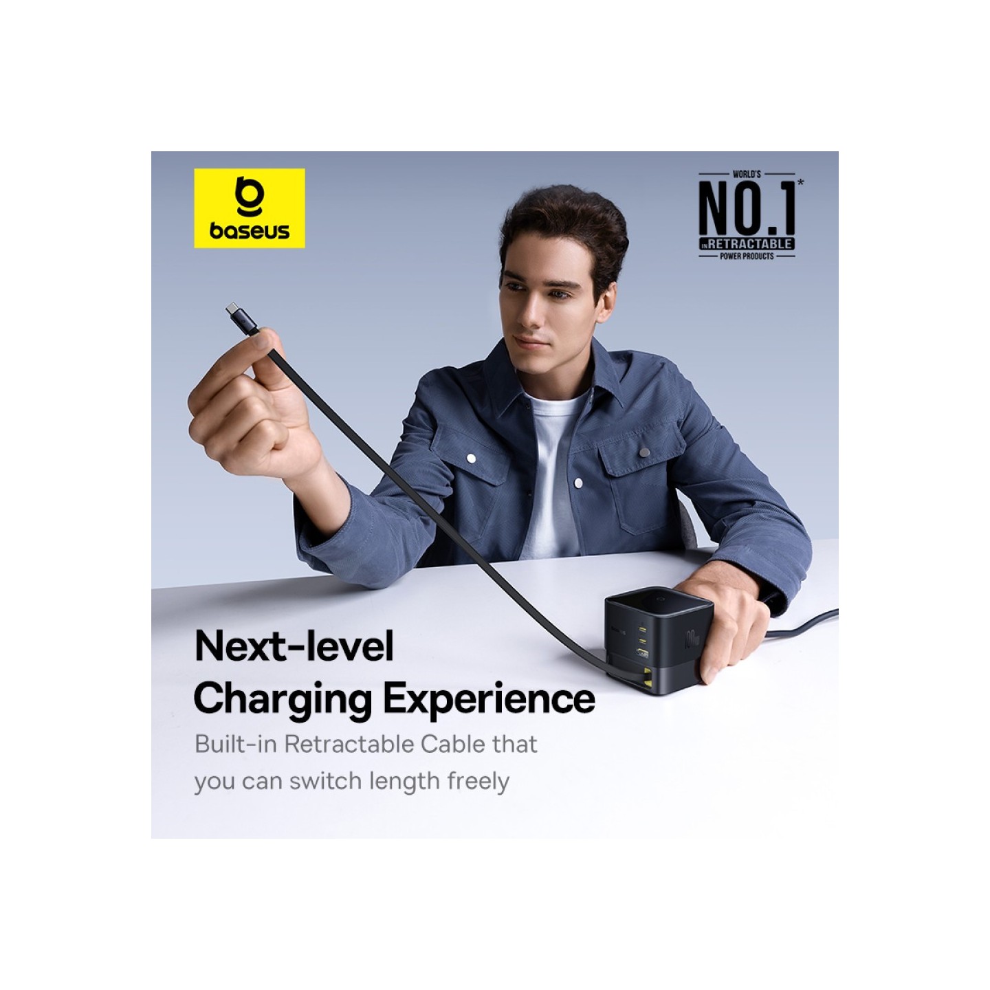 Baseus Charger Desktop - 100W 3C+U SUPER GAN Retractable Cable 100W EU — Buy in Cyprus with Fast Delivery