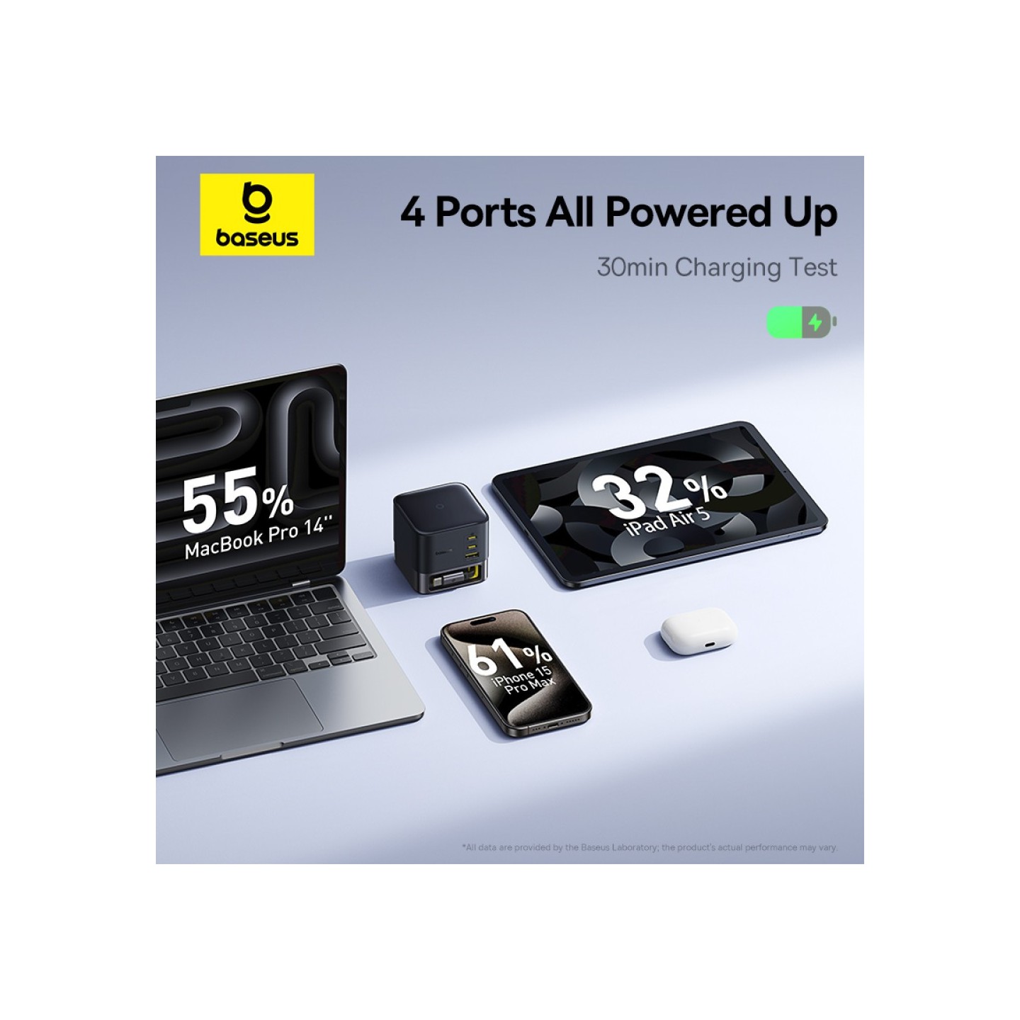 Baseus Charger Desktop - 100W 3C+U SUPER GAN Retractable Cable 100W EU — Buy in Cyprus with Fast Delivery