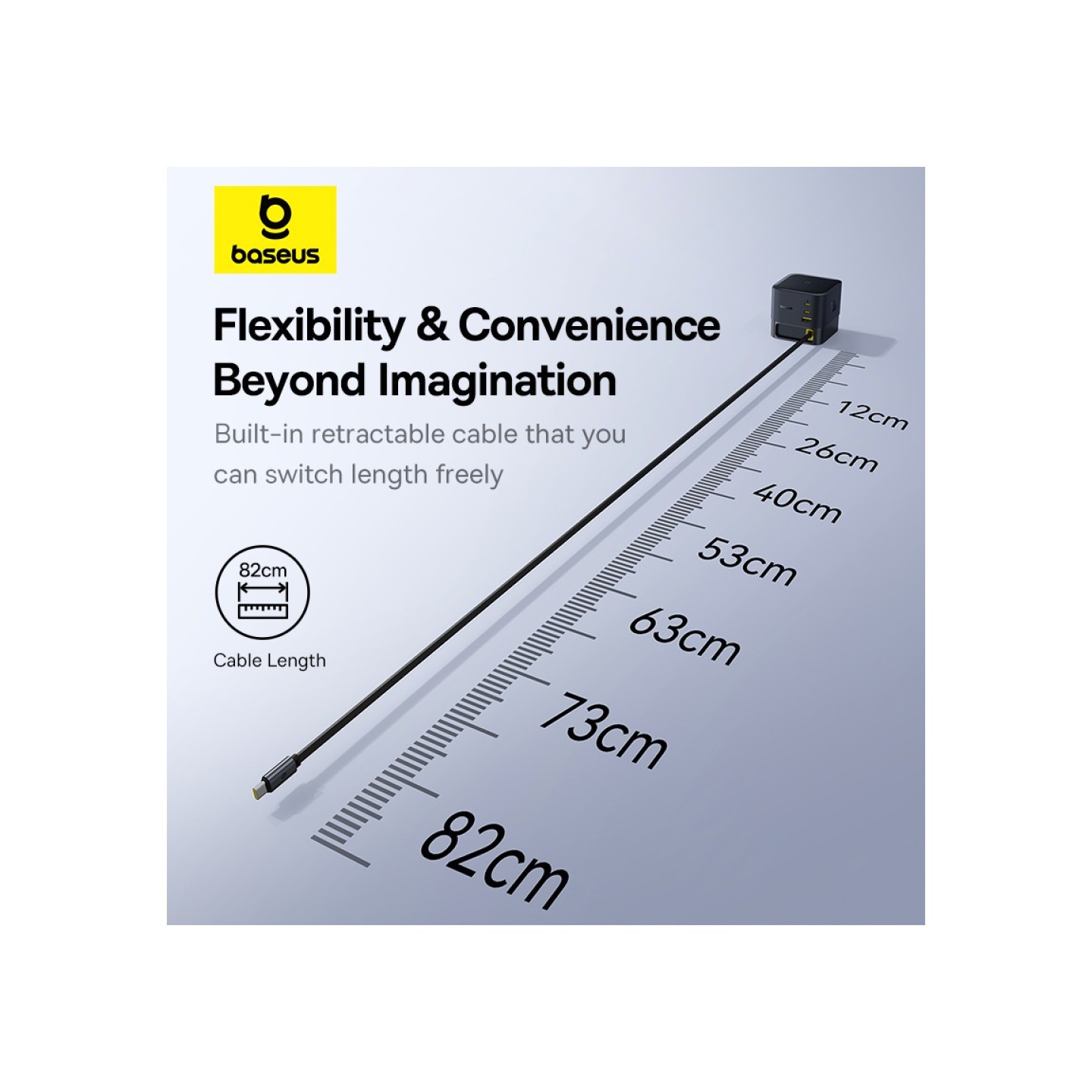 Baseus Charger Desktop - 100W 3C+U SUPER GAN Retractable Cable 100W EU — Buy in Cyprus with Fast Delivery