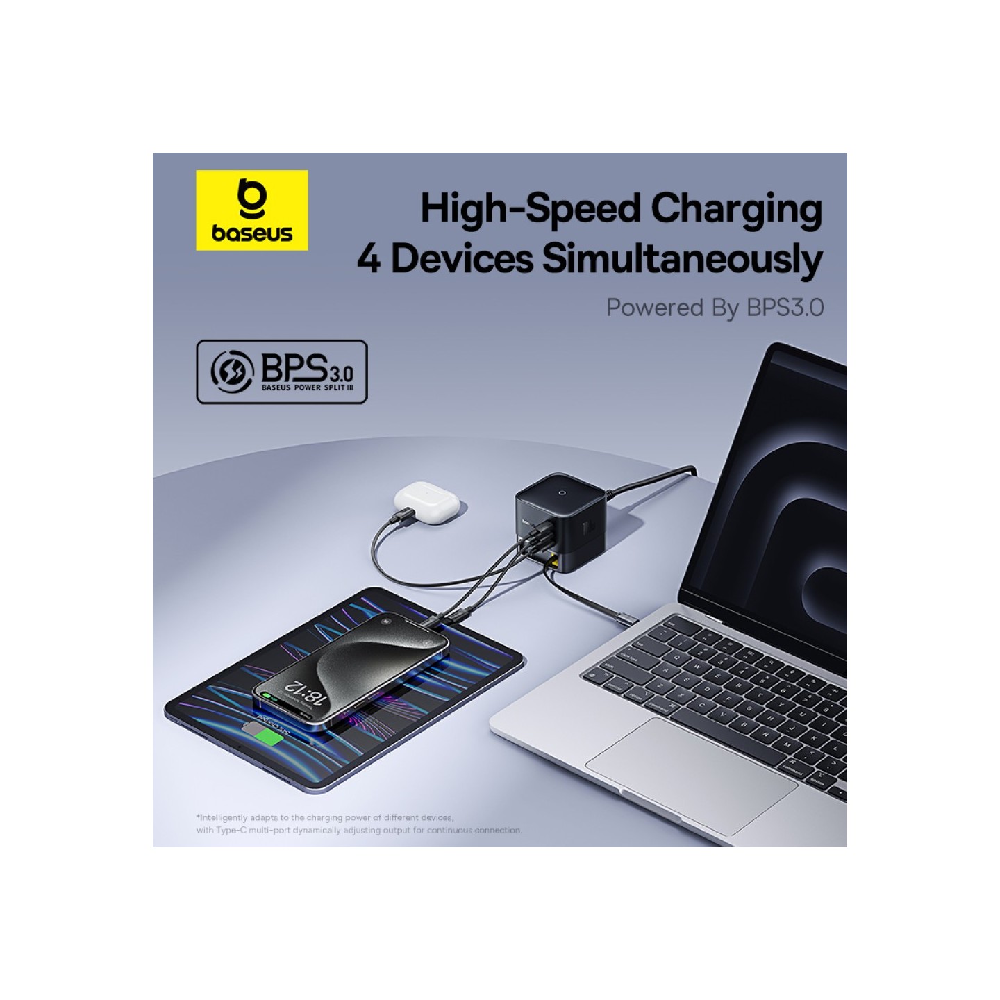 Baseus Charger Desktop - 100W 3C+U SUPER GAN Retractable Cable 100W EU — Buy in Cyprus with Fast Delivery