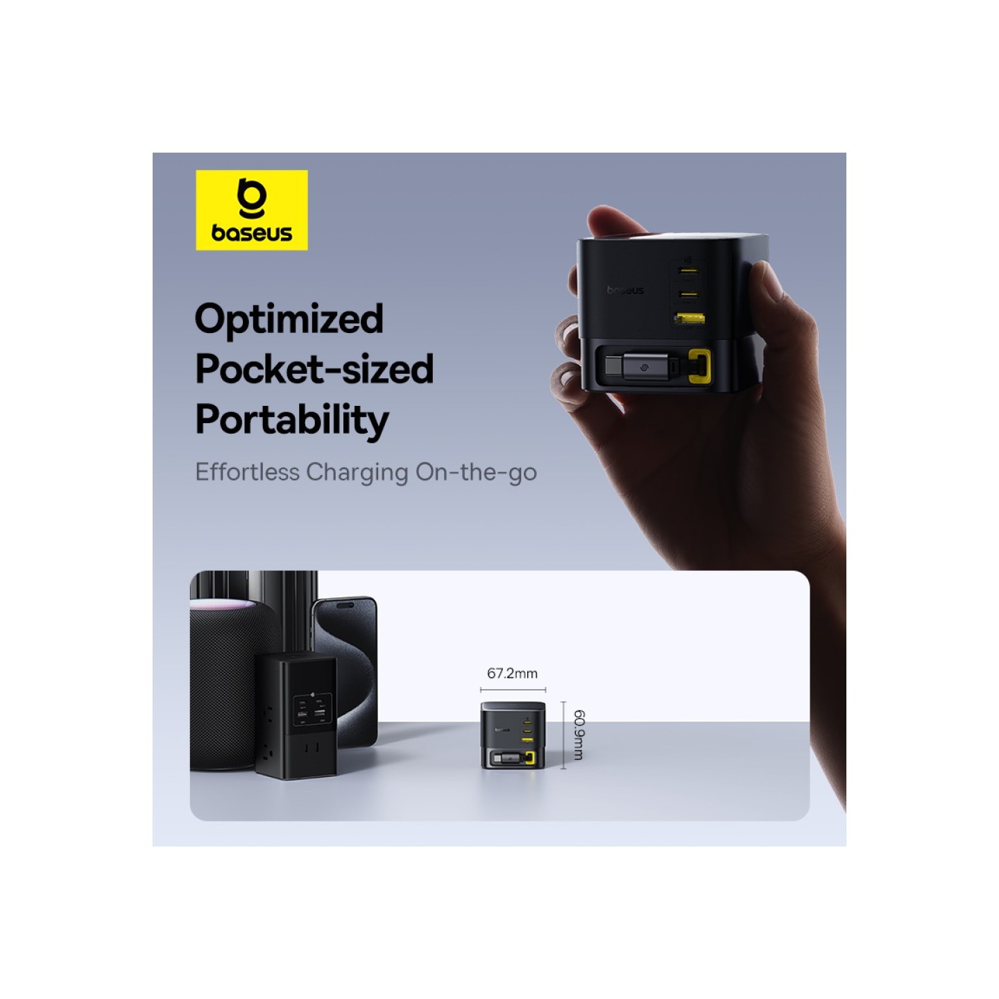 Baseus Charger Desktop - 100W 3C+U SUPER GAN Retractable Cable 100W EU — Buy in Cyprus with Fast Delivery