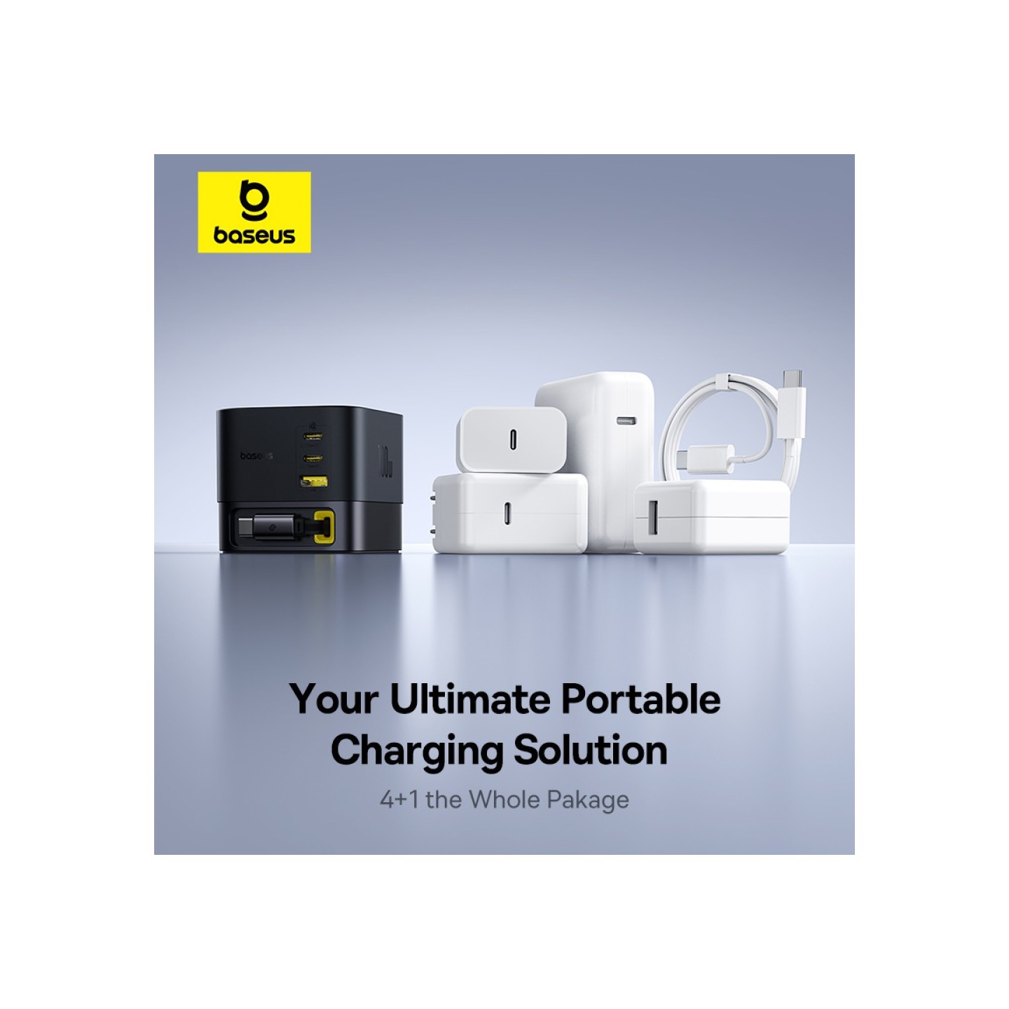 Baseus Charger Desktop - 100W 3C+U SUPER GAN Retractable Cable 100W EU — Buy in Cyprus with Fast Delivery