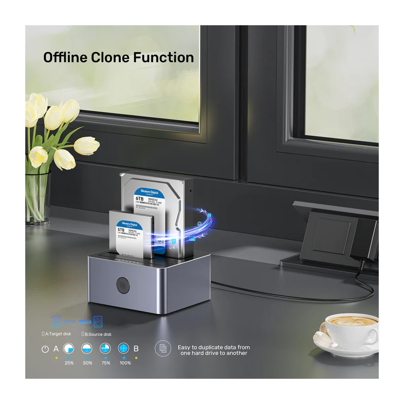 Buy Unitek SATA6G Dual Bay HDD Docking Station - Y-3026 - Alum Black in Cyprus, Nicosia, Limassol, Larnaka, Pafos