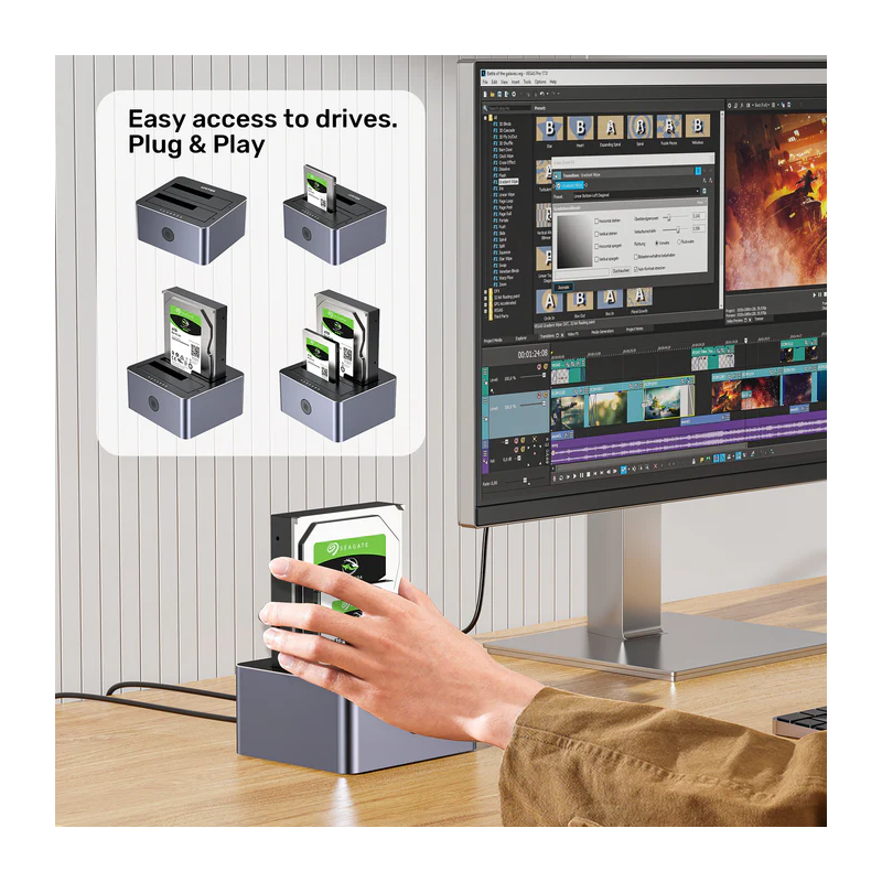 Buy Unitek SATA6G Dual Bay HDD Docking Station - Y-3026 - Alum Black in Cyprus, Nicosia, Limassol, Larnaka, Pafos