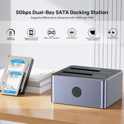 Buy Unitek SATA6G Dual Bay HDD Docking Station - Y-3026 - Alum Black in Cyprus, Nicosia, Limassol, Larnaka, Pafos