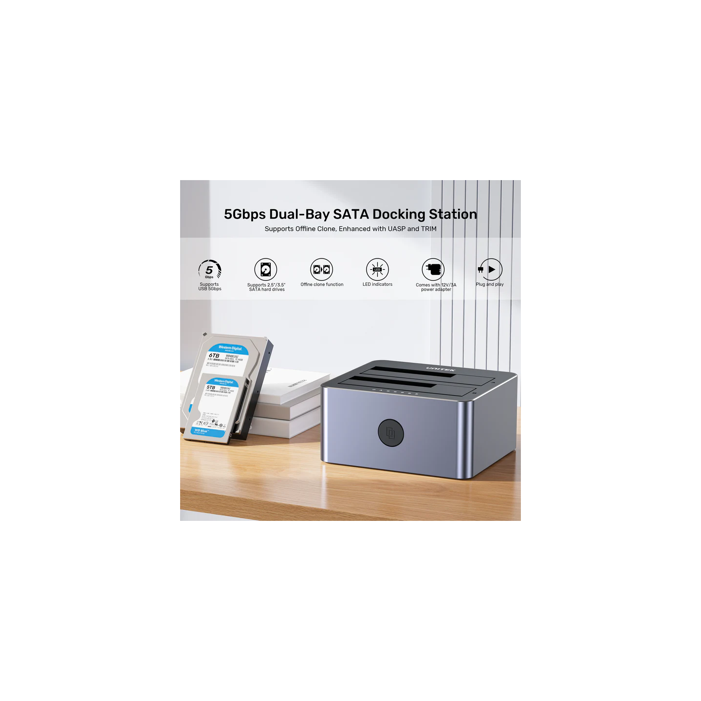 Unitek SATA6G Dual Bay HDD Docking Station - Y-3026 - Alum Black — Buy in Cyprus with Fast Delivery