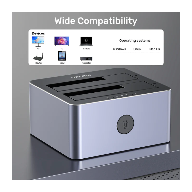 Buy Unitek SATA6G Dual Bay HDD Docking Station - Y-3026 - Alum Black in Cyprus, Nicosia, Limassol, Larnaka, Pafos