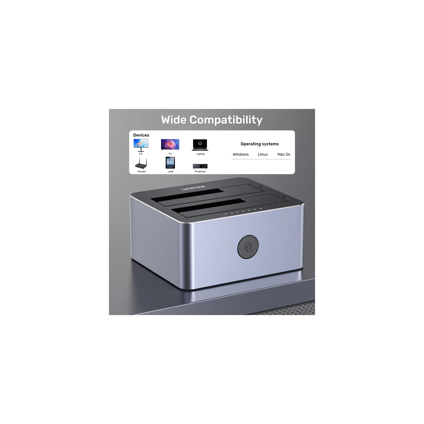 Unitek SATA6G Dual Bay HDD Docking Station - Y-3026 - Alum Black — Buy in Cyprus with Fast Delivery