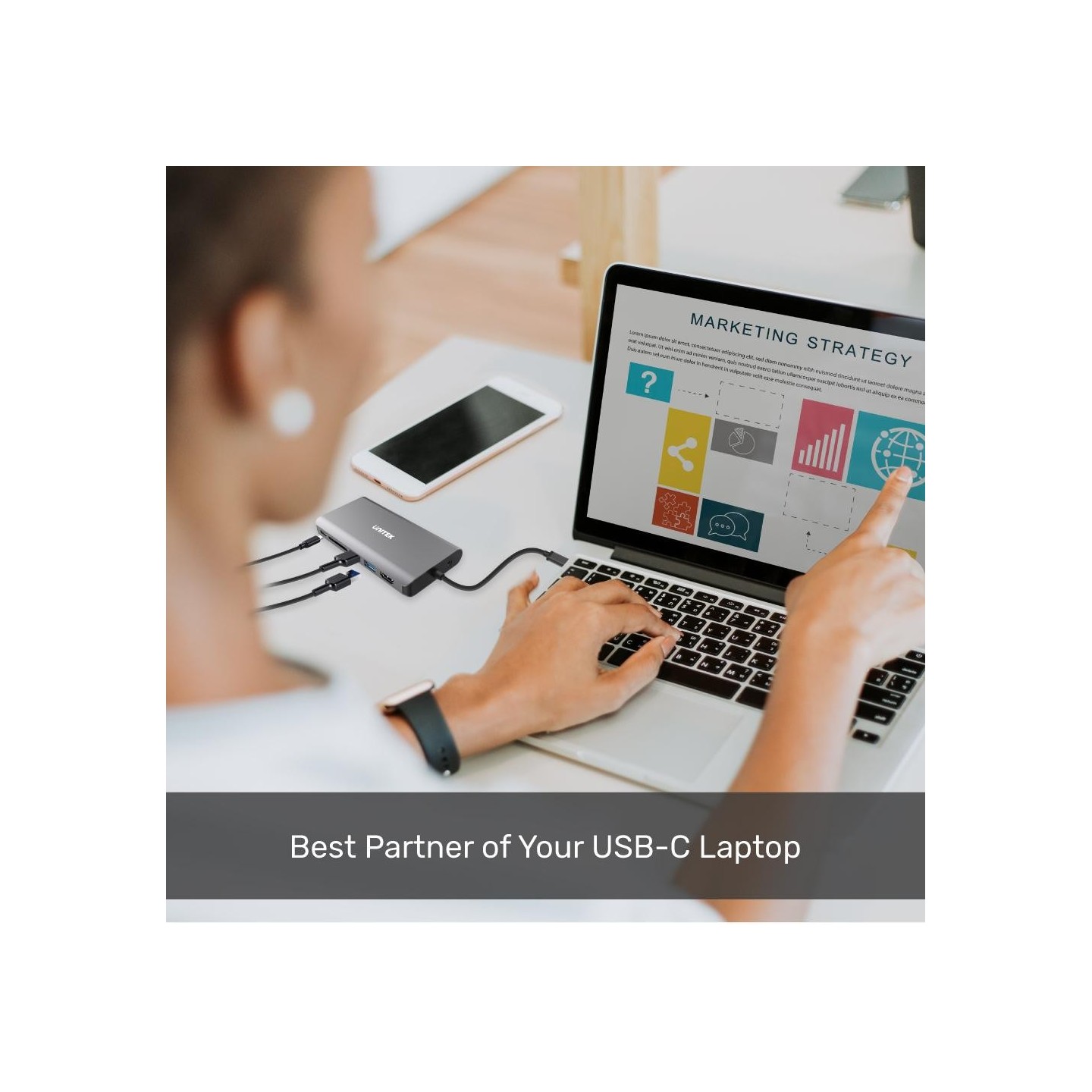 Unitek D1019A USB-C Hub 8-in-1: PD100W, 4K HDMI, VGA, Gigabit, SD — Armenius Store Cyprus