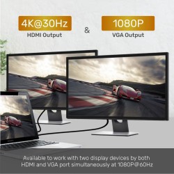 Unitek D1019A USB-C Hub 8-in-1: PD100W, 4K HDMI, VGA, Gigabit, SD — Armenius Store Cyprus