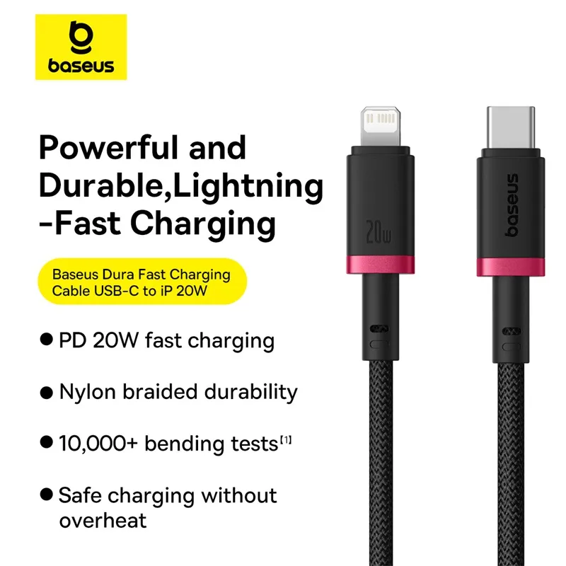 Buy Baseus Cable Lightning to USB-C Dura Series - Braided 2.0m Black in Cyprus, Nicosia, Limassol, Larnaka, Pafos