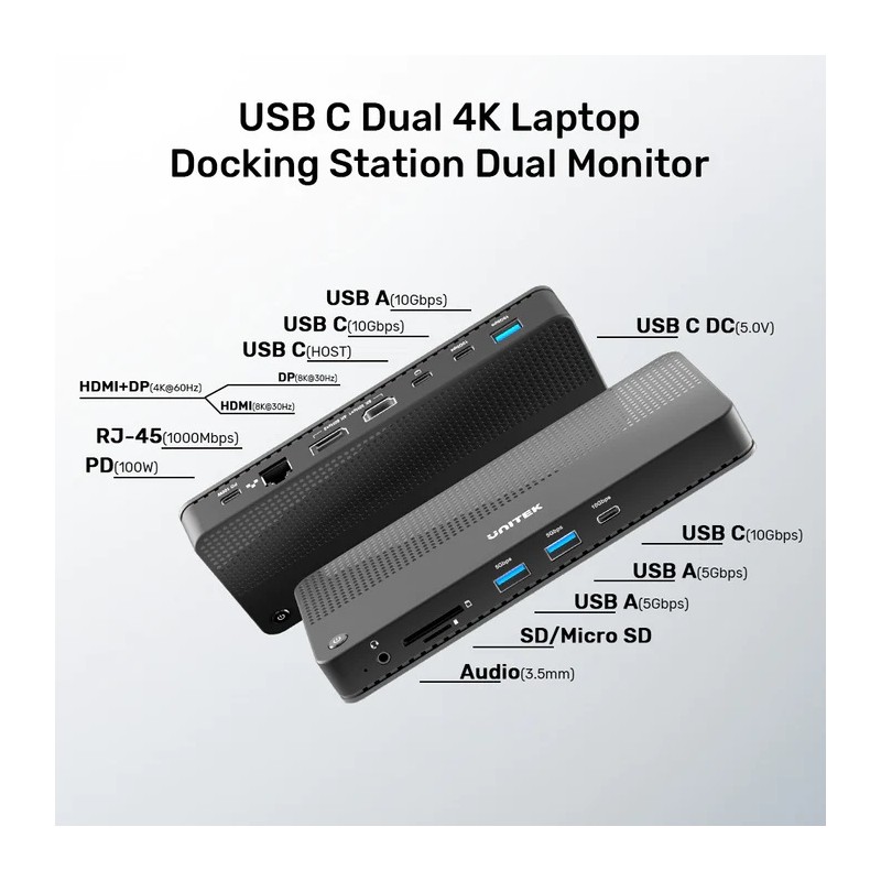 Buy Unitek USB-C Hub - D1079A - USB4 MST HDMI DP Gb SD Audio PD100W in Cyprus, Nicosia, Limassol, Larnaka, Pafos