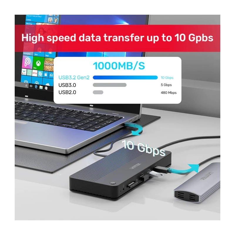 Buy Unitek USB-C Hub - D1079A - USB4 MST HDMI DP Gb SD Audio PD100W in Cyprus, Nicosia, Limassol, Larnaka, Pafos