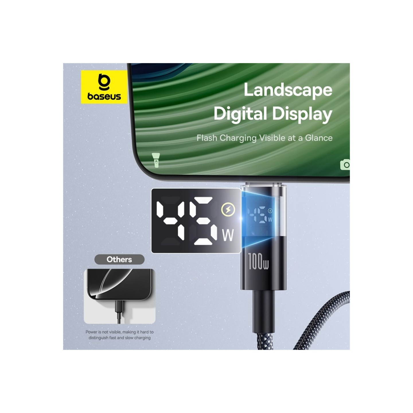 Baseus Display 2 USB-C to USB-A 100W Braided Cable 1m Black (Boxed) — Buy in Cyprus with Fast Delivery